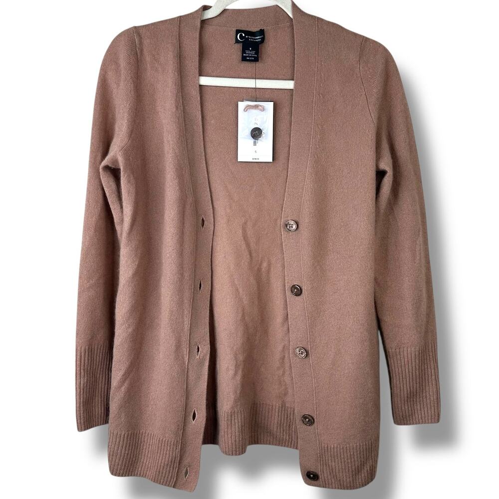 NEW Cashmere Camel Sesame Brown Grandmother Cashmere V-Neck Cardigan Sweater